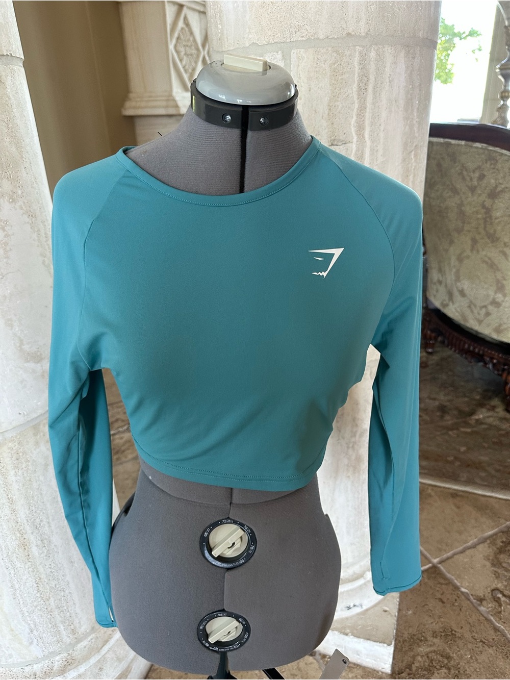 Gymshark Teal Long Sleeve Crop Top - Slim Athletic Fit